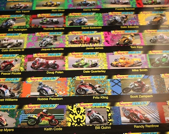 Superbike Cards (1993) Motorcycle Racing Scott Russell Polen Spencer Uncut Sheet Grand Prix Street Bike Vintage 90s Japanese Ninja GSX
