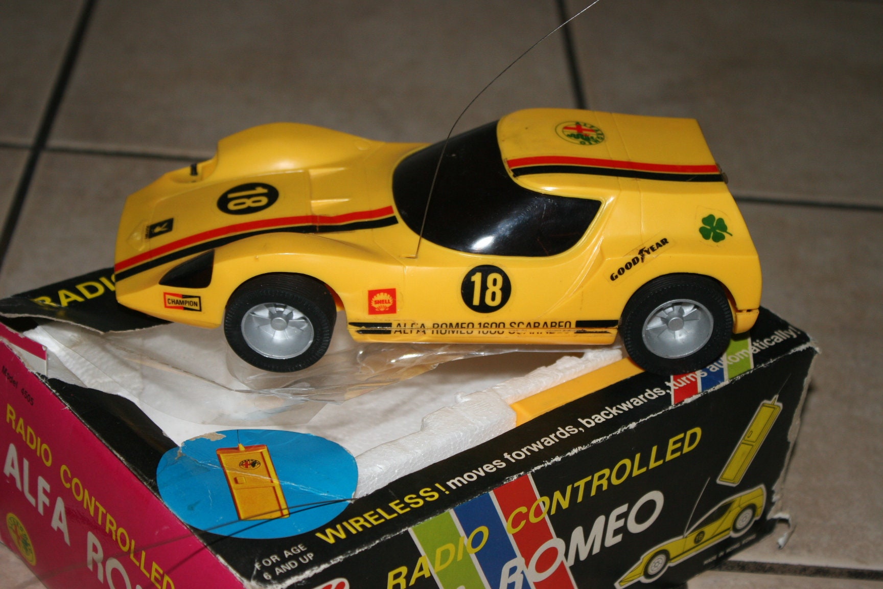 ALFA ROMEO 1600 Scarabeo Remote Control Car Yellow Vintage R/C 1978 F1 ...