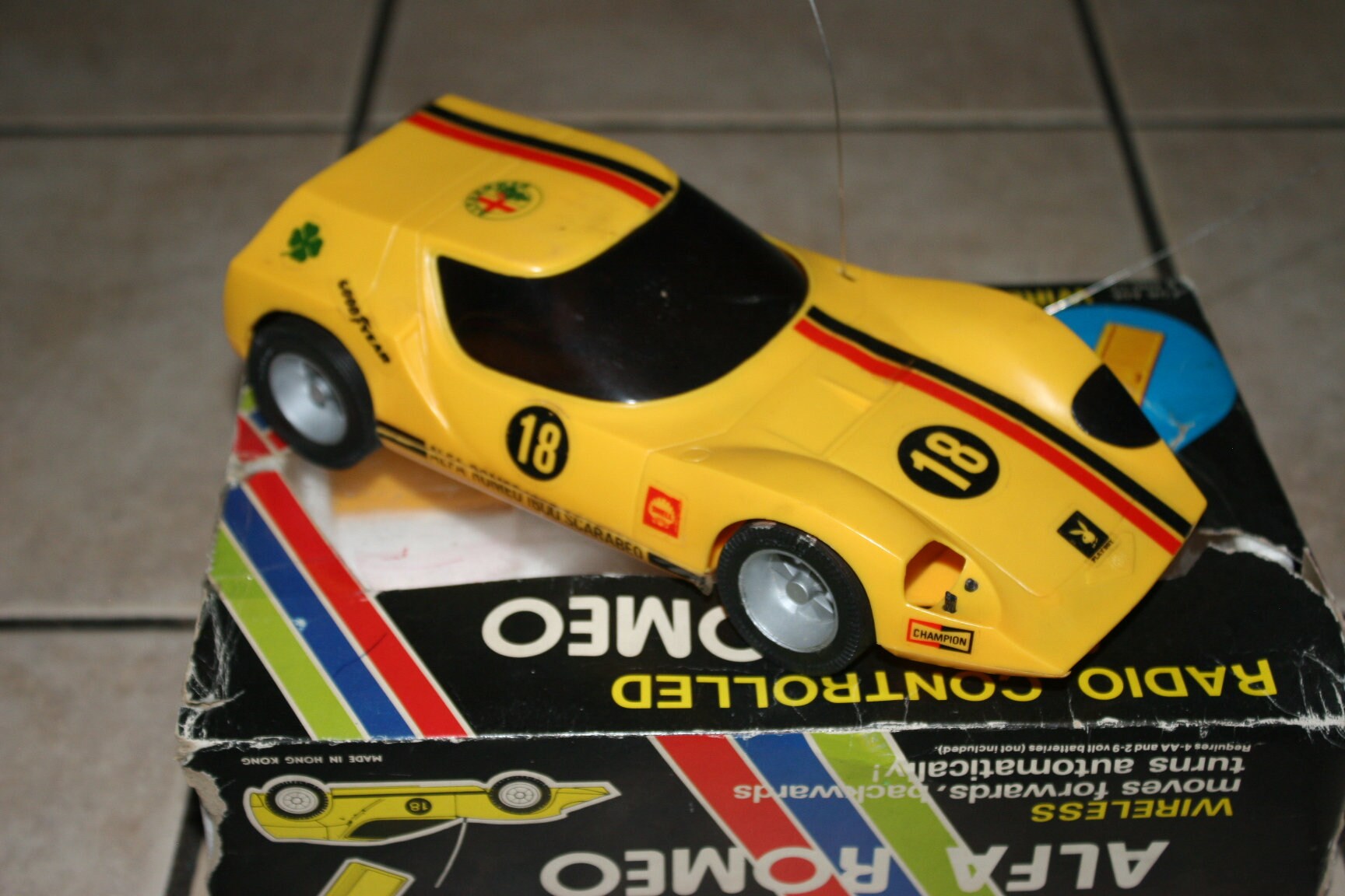 ALFA ROMEO 1600 Scarabeo Remote Control Car Yellow Vintage R/C 1978 F1 ...