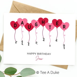 Geburtstagskarte für Tochter, Herzballons Tochter Geburtstagskarte, Beste Tochter Geburtstagskarte von Mama/Vater/Eltern, Geburtstagskarte, TOCHTER