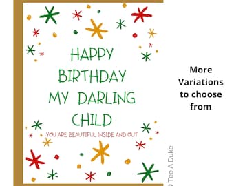 Happy Birthday Child Card, Birthday Card for Son Daughter, Gender Neutral Birthday Card, Happy Birthday Son, Happy Birthday Daughter, Unique