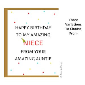 Carte d’anniversaire de nièce, carte d’anniversaire pour nièce, carte d’anniversaire de nièce incroyable, cadeau pour nièce, carte pour nièce, anniversaire de nièce