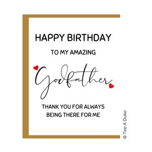 Tarjeta de cumpleaños para el padrino, tarjeta de cumpleaños del padrino, tarjeta de cumpleaños para él, tarjeta para el padrino