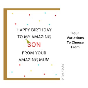 Tarjeta de cumpleaños para Son Amazing Son Tarjeta de cumpleaños, Tarjeta de cumpleaños Funny Son, Regalo para hijo, Tarjeta para hijo, tarjeta de hijo