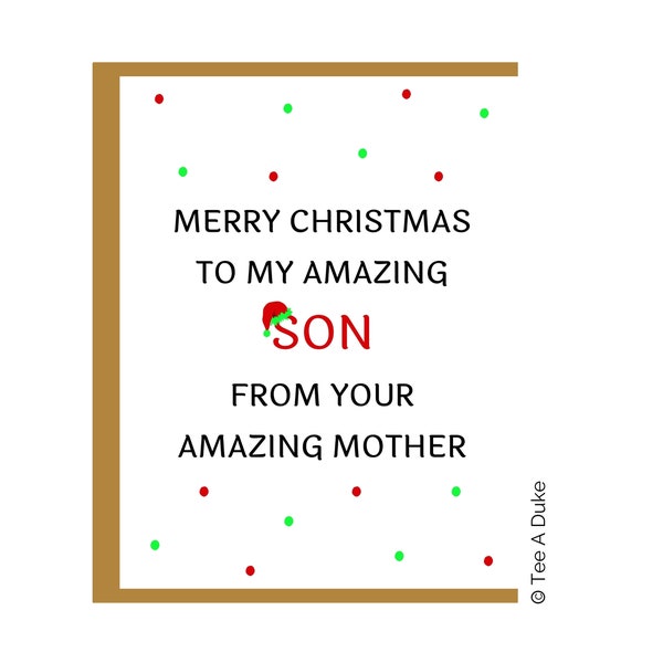 Christmas Card for Son, Son Christmas Card, Funny Card, Card for Son, Gift for Son, Son Christmas Card