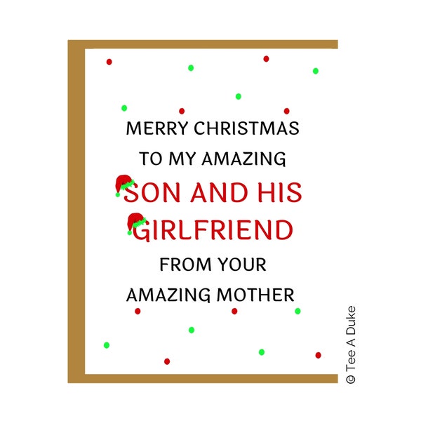 Son and Girlfriend Christmas Card, Christmas Card for Son and His Girlfriend, Funny Christmas Card, Merry Christmas To My Son and Girlfriend