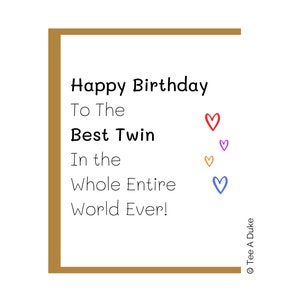Tarjeta de cumpleaños para gemelos, tarjeta de cumpleaños para gemelos, tarjeta de cumpleaños para hermanos gemelos, tarjeta de cumpleaños para hermanas gemelas, regalo para gemelos