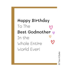 Tarjeta de cumpleaños para madrina, tarjeta de cumpleaños para madrina, tarjeta de cumpleaños para su mujer, hermana, tía, regalo para madrina, 30, 40, 50, 60