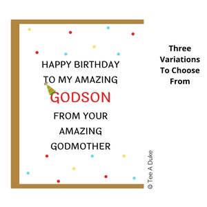 Geburtstagskarte für Patenvater Amazing Godson Birthday Card, Lustige Paten geburtstagskarte, Geschenk für Paten, Patenkarte