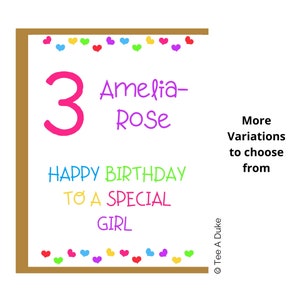 Happy Birthday To A Special Girl, Geburtstagskarte für Nichte Enkelin Tochter Schwester, Geburtstagskarte für junges kleines Mädchen