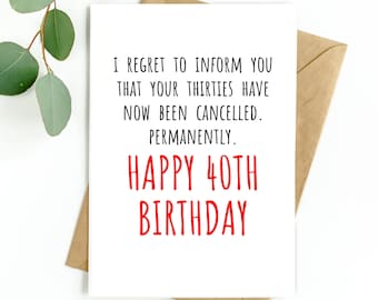 Funny 40th Birthday Card for Woman Man, 40th Birthday Card for Husband Wife Boyfriend Girlfriend Friend Sister Brother, 40th Birthday Card