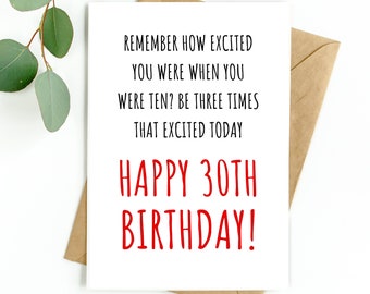 30.Geburtstagskarte Lustige 30.Geburtstagskarte, 30.Geburtstagskarte für Mann oder Frau, 30.Geburtstagskarte für Sie oder Ihn, 30.Geburtstag, 30