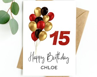 15th Birthday Card Personalised 15th Birthday Card, 15 Year Old Boy, 15 Year Old Girl, 15th Birthday, 15