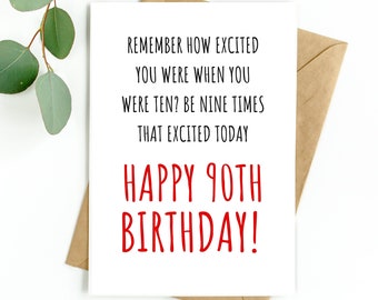 90th Birthday Card Fun Happy 90th Birthday Card, 90th Birthday Card for Great Grandma, Great Grandad, Mum, Dad, In-Law, Grandma, Grandad, 90