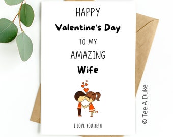 Wife Valentine's Card Cute Valentine's Card for Wife, Valentines Card Wife