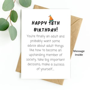 Lustige Karte zum 18. Geburtstag, 18. Geburtstagskarte, Lustige Karte zum 18. Geburtstag, Lustige Geburtstagskarte