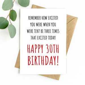 Carte 30e anniversaire drôle, carte 30e anniversaire pour homme ou femme, carte 30e anniversaire pour elle ou lui, 30e anniversaire, 30