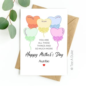 Tarjeta del Día de la Madre para Tía Corazón Globos Tía Tarjeta del Día de la Madre, Tarjeta para Tía, Tarjeta para Tía, Tarjeta del Día de las Madres, Tía, Tía, Tía