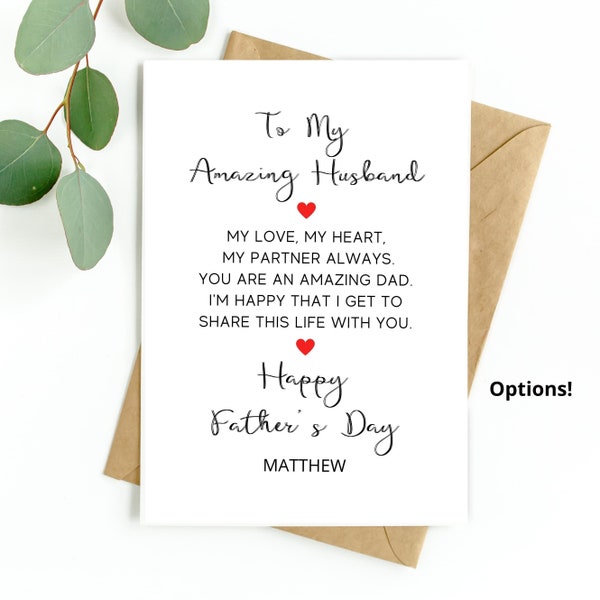 Wonderful Husband Father's Day Card, Father's Day Card for Husband, Father's Day Card from Wife, Card for Husband, Happy Fathers Day Husband