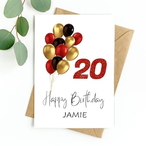 Carte personnalisée pour 20 ans, 20 ans, 20 ans, 20 ans, 20 ans