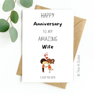 Tarjeta de aniversario de esposa Linda tarjeta de aniversario de pareja para esposa, tarjeta de aniversario esposa