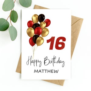 16. Geburtstagskarte personalisierte 16. Geburtstagskarte, 16 Jahre alter Junge, 16 Jahre altes Mädchen, 16.Geburtstag, 16
