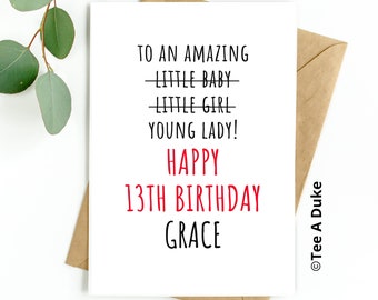 13th Birthday Card for Girl, 13th Card for Daughter Niece Goddaughter Granddaughter Sister Cousin, Happy 13th Birthday Card, 13, New Teen