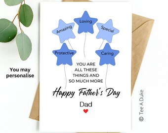 Star Dad Father's Day Card, Father's Day Card for Dad, Father's Day Card from Daughter From Son, Happy Fathers Day Dad, Card for Dad