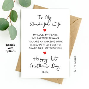 1ª tarjeta del día de la madre para esposa, esposa 1ª tarjeta del día de la madre, tarjeta para esposa en el día de la madre, primer día de la madre