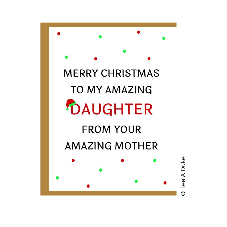Christmas Card for Daughter Daughter Christmas Card Funny  Etsy UK