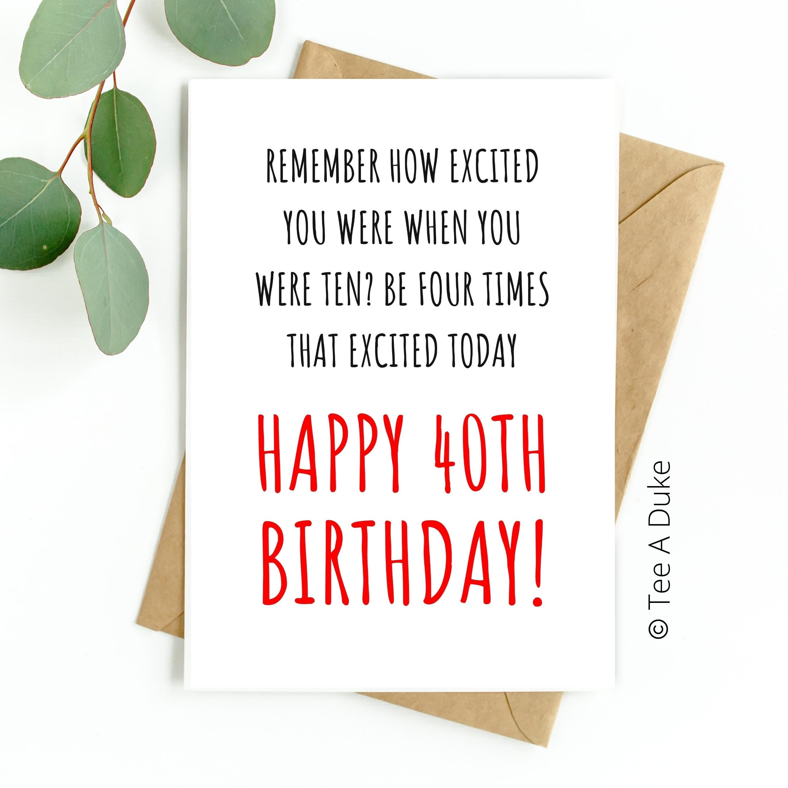 40th Birthday Card Funny 40th Birthday Card Card for Him for - Etsy