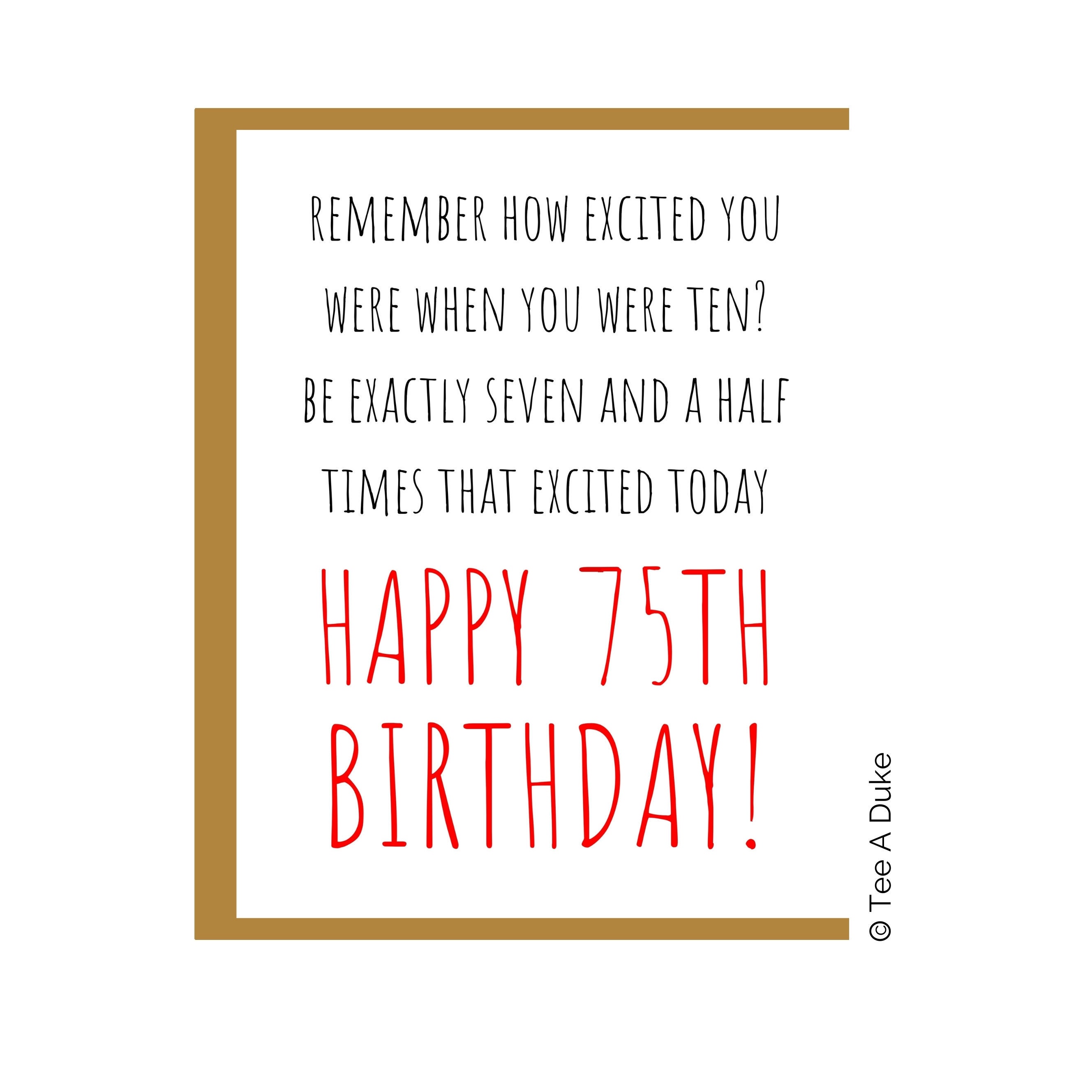 Funny 75th Birthday Card Card for Mum Dad Husband Wife | Etsy
