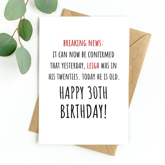 Funny 30th Birthday Card for Her for Him 30th Card for - Etsy Funny 30th Birthday Card for Her for Him 30th Card for - Etsy