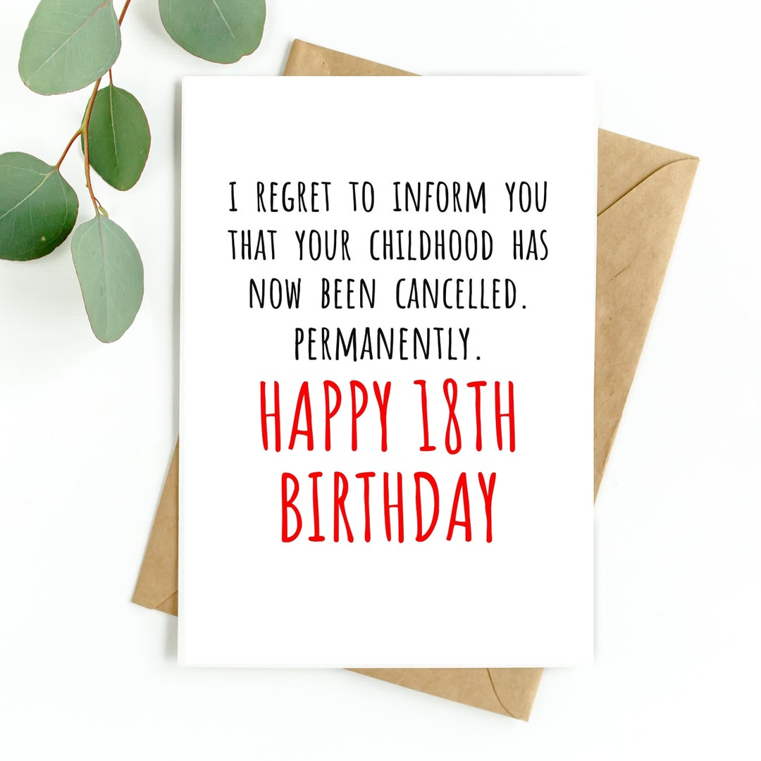 Funny 18th Birthday Card, 18 Birthday Card, Card for 18 Year Old Boy or