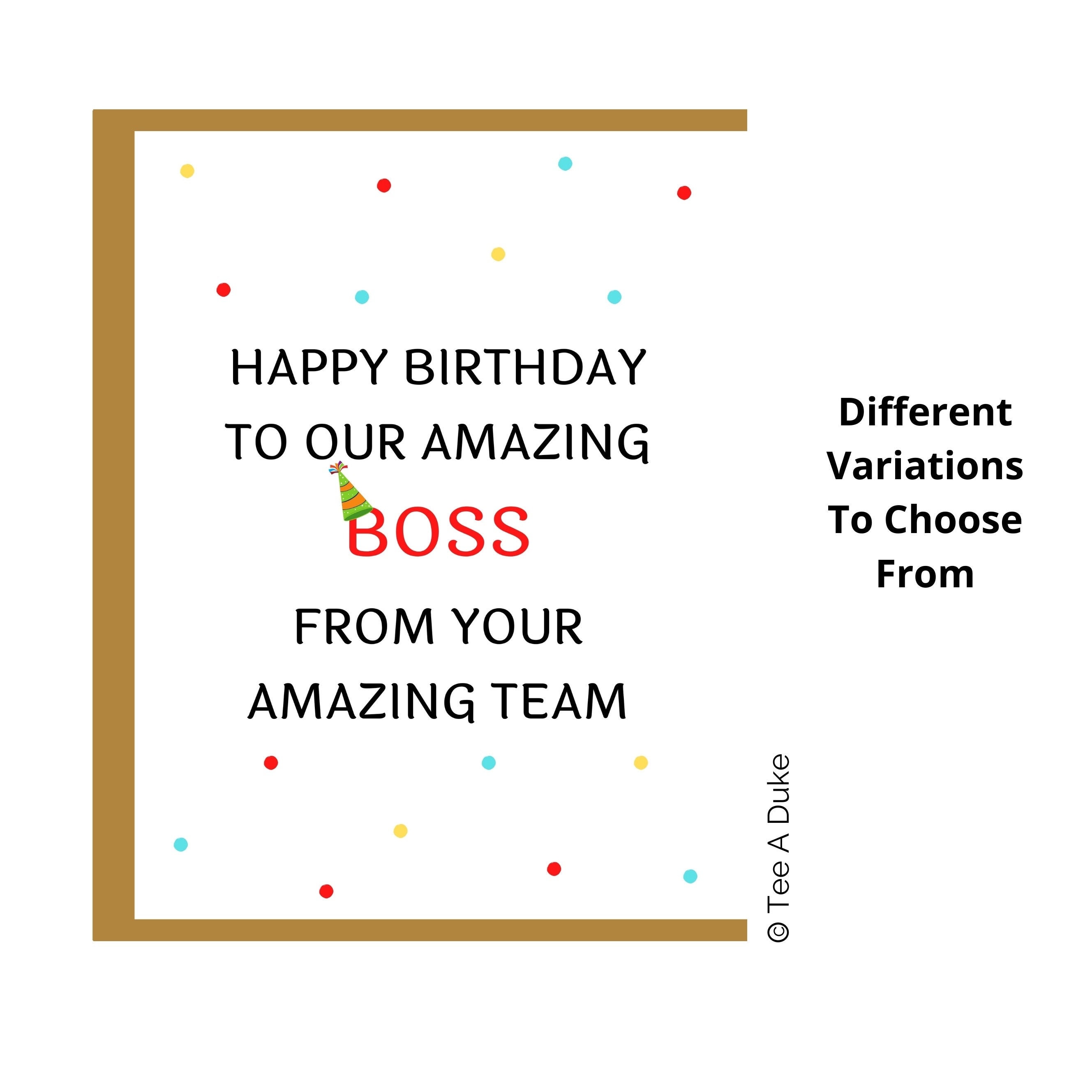 Birthday Card for Boss Boss Birthday Card Boss Card Etsy