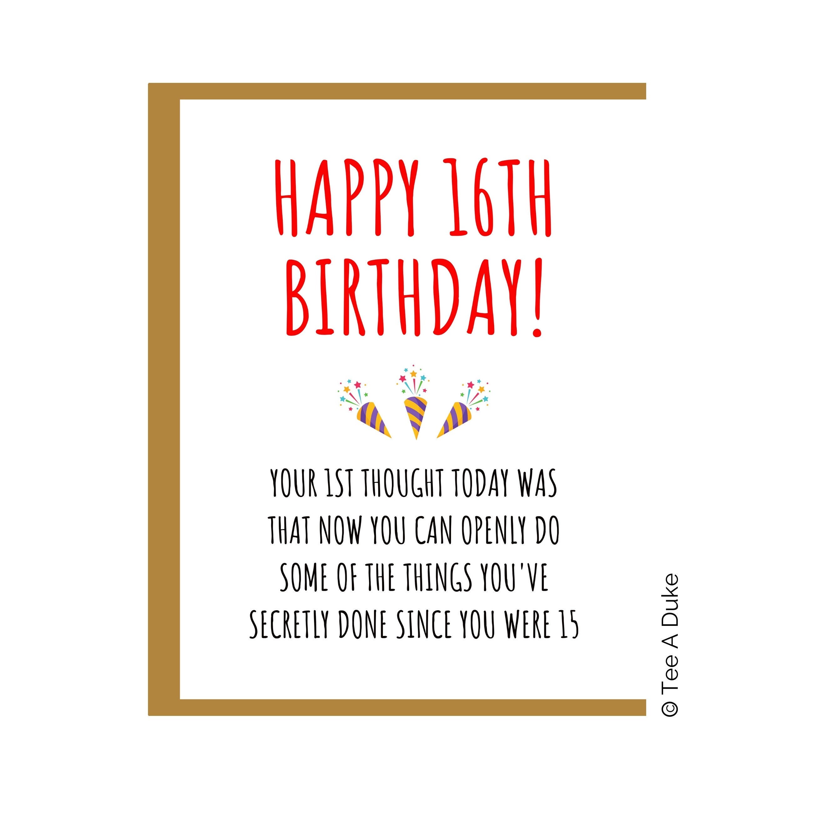 16th Birthday Card Funny 16th Birthday 16th Birthday Gift For 
