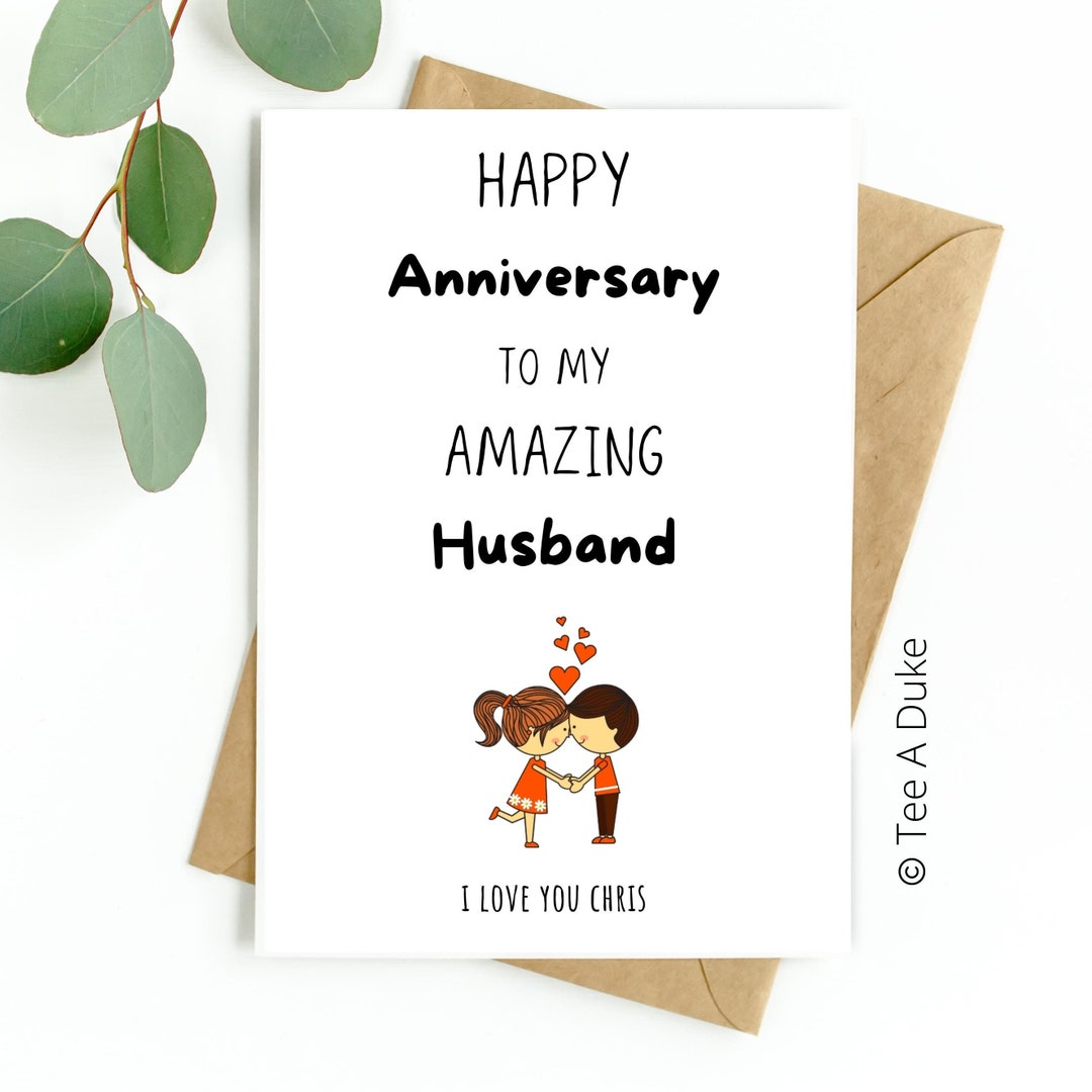 Husband Anniversary Card Cute Couple Anniversary Card for Husband ...
