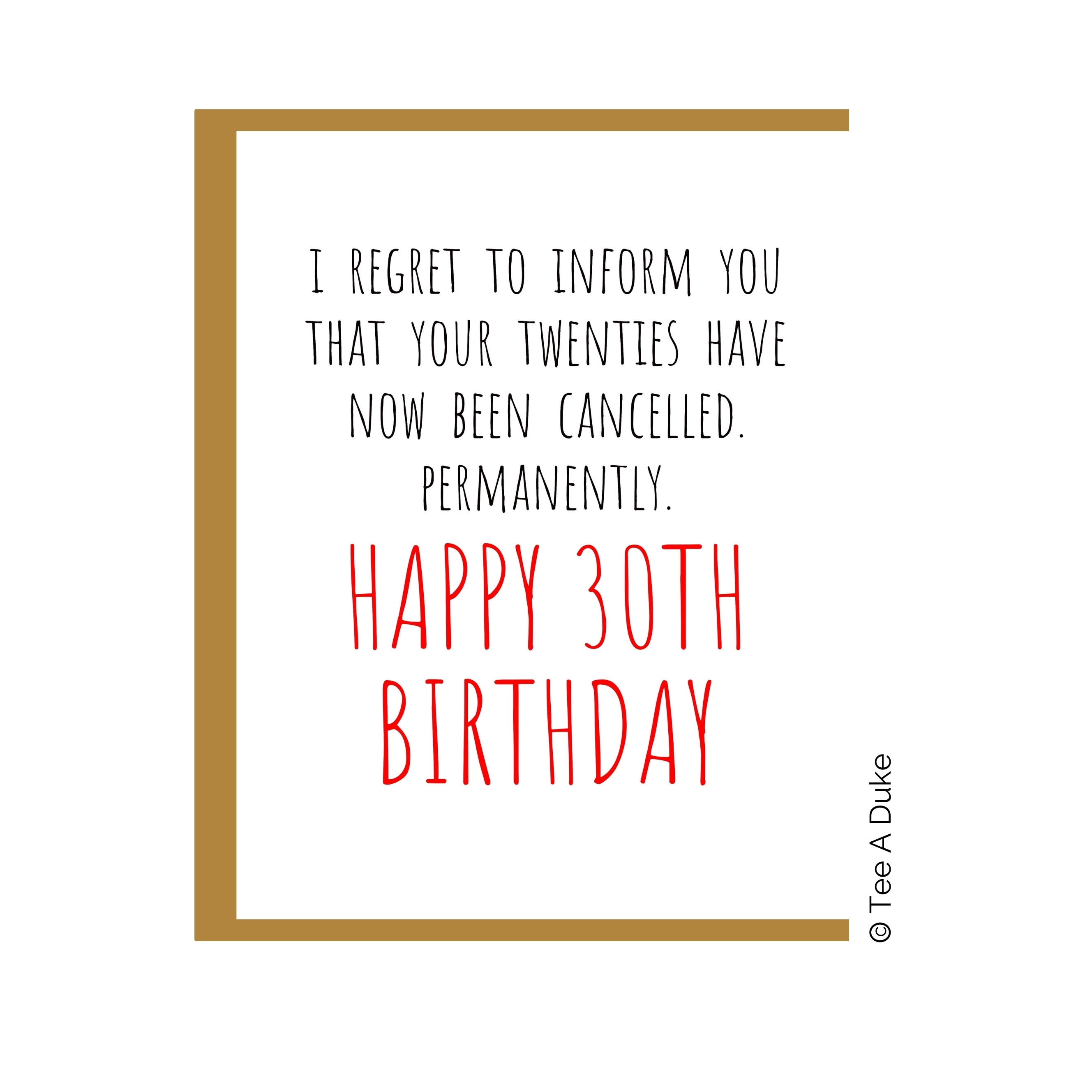 30th Birthday Card Funny 30th Birthday Card For Her Or Him Etsy India