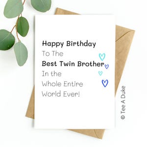 Carte d'anniversaire pour frères jumeaux, Carte d'anniversaire pour frères jumeaux, Anniversaire de frères jumeaux, Carte pour jumeaux, Cadeau pour jumeaux