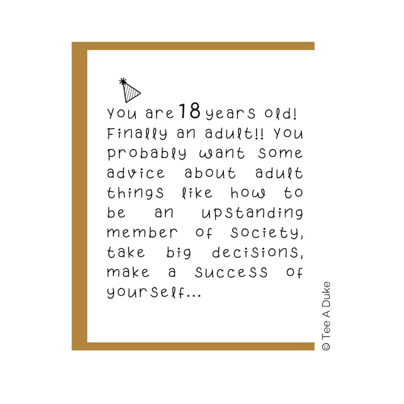 Funny 18th Birthday Card 18th Birthday Card Unique Quirky Etsy
