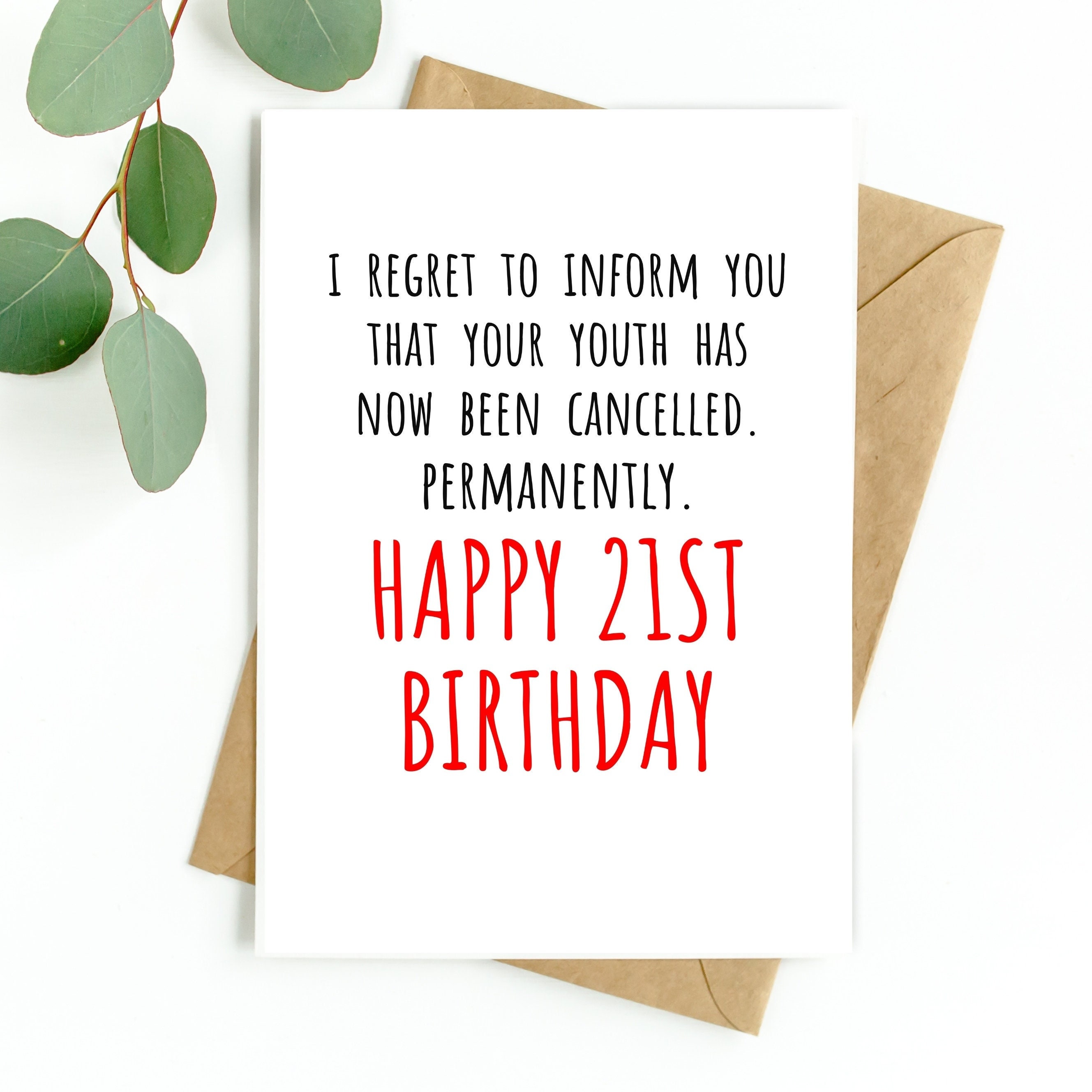 Funny 21st Birthday Card Printable 21st Birthday Gift For Her Or Him 
