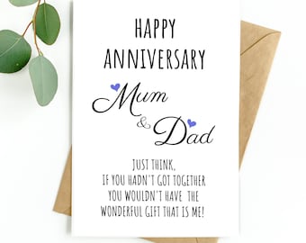 Anniversary Card for Mum and Dad, Card for Parents, Parents Anniversary Card, Card for Mom and Dad, For Mum, For Dad, 20th, 25th, 30th, 50th