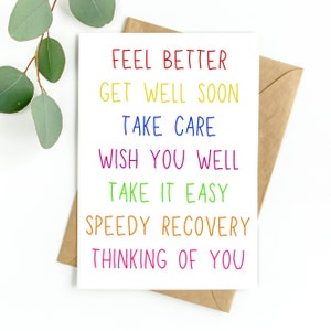 Carte Get Well, Get Well Soon, carte Thinking of You, carte d’hôpital, carte maladie, chirurgie, rétablissement de la maladie, remplacement de la hanche