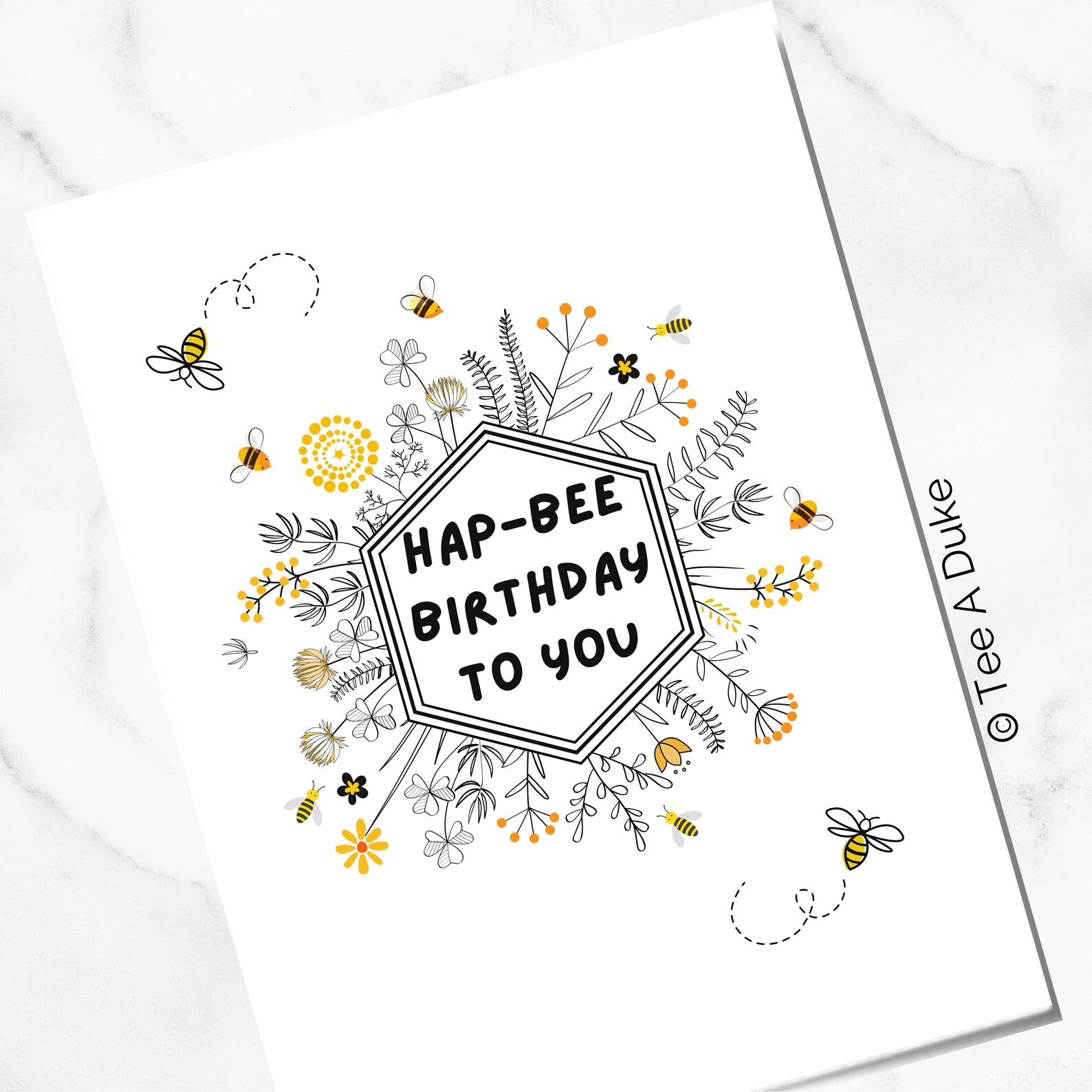 Bee Birthday Card Happy Beeday Hapbee Birthday to You Etsy UK