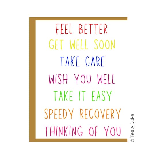 Get Well Card Get Well Soon Card Thinking of You Card | Etsy