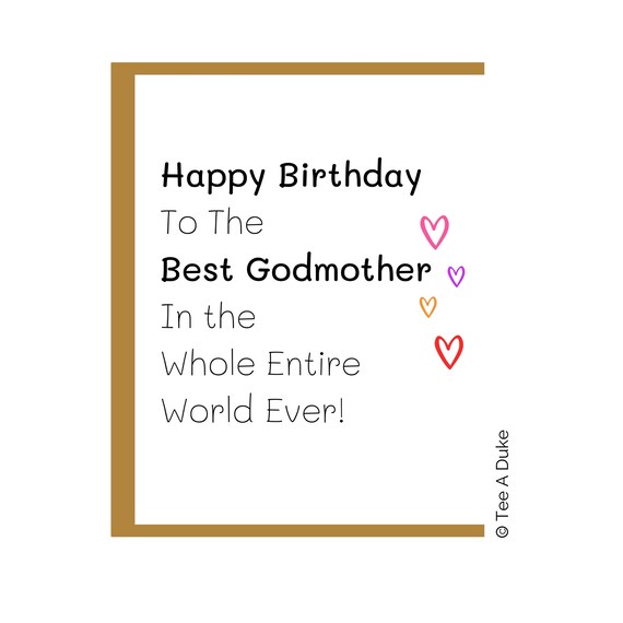 Birthday Card for Godmother Godmother Birthday Card Birthday | Etsy