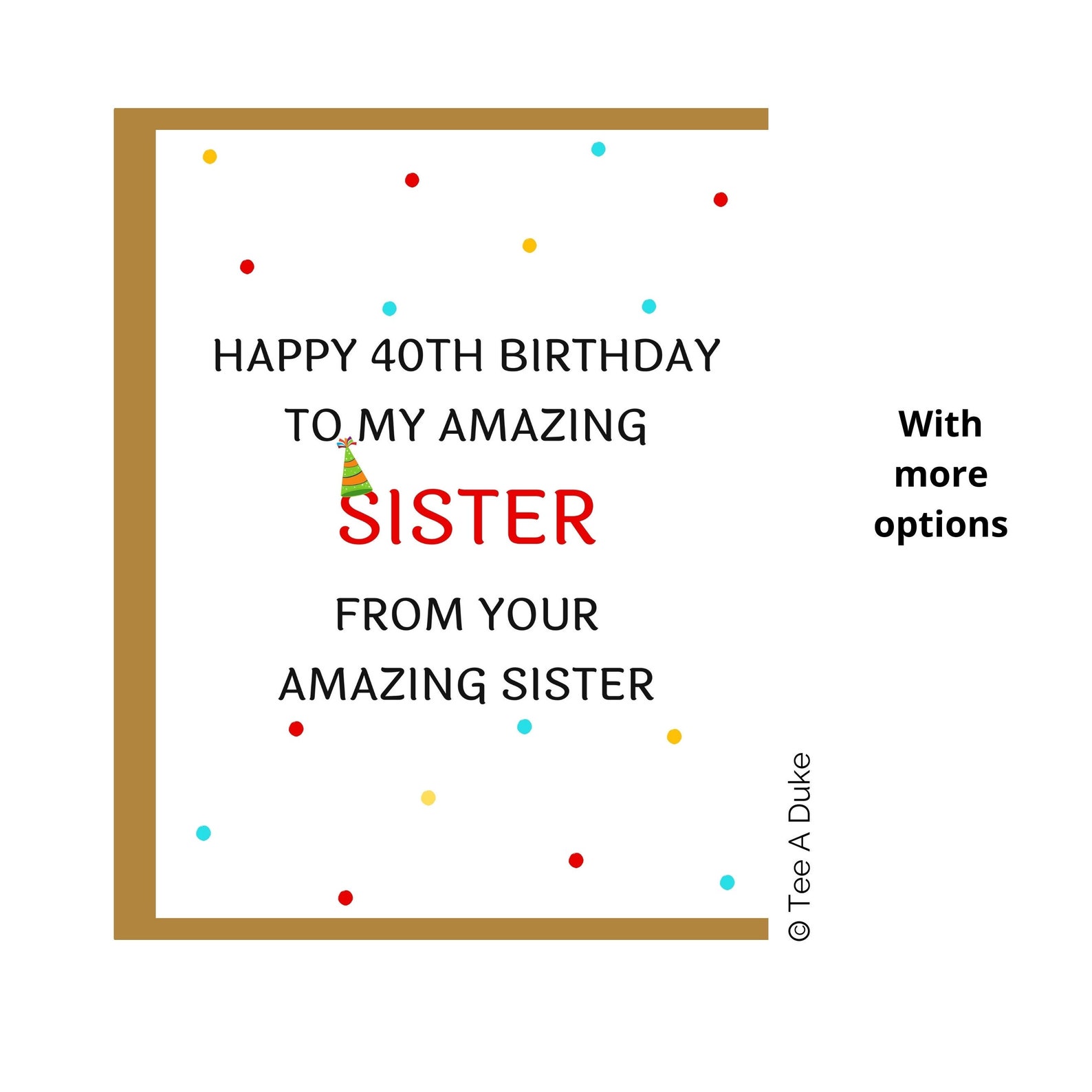 40th Birthday Card for Sister Sister Birthday Card Sister | Etsy