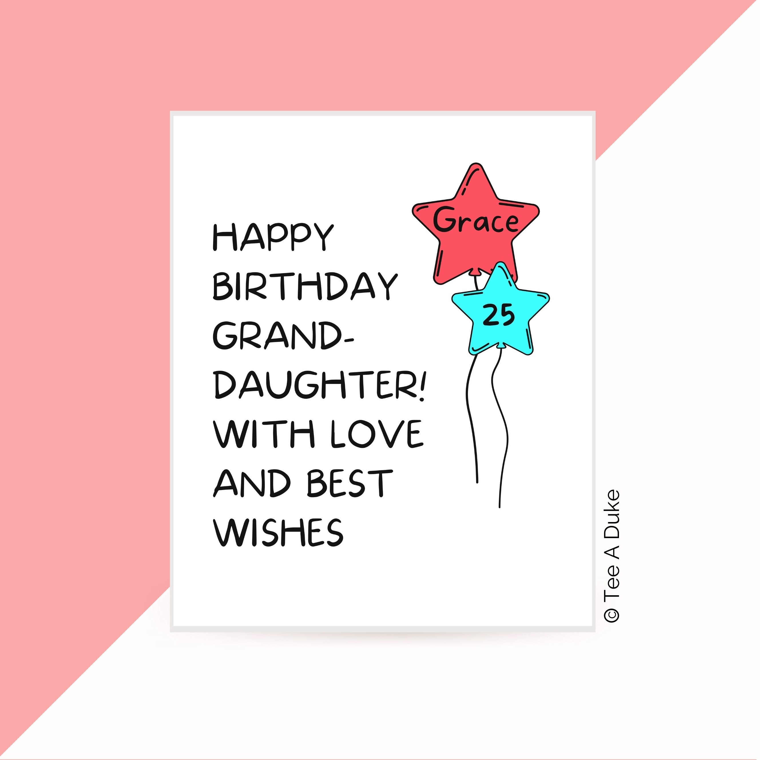 Happy Birthday Granddaughter Card Birthday Card for | Etsy