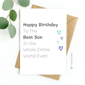 Tarjeta de cumpleaños para hijo Mejor tarjeta de cumpleaños para hijo, tarjeta de cumpleaños para hijo adulto, tarjeta de cumpleaños para hijo joven, regalo para hijo, tarjeta para hijo
