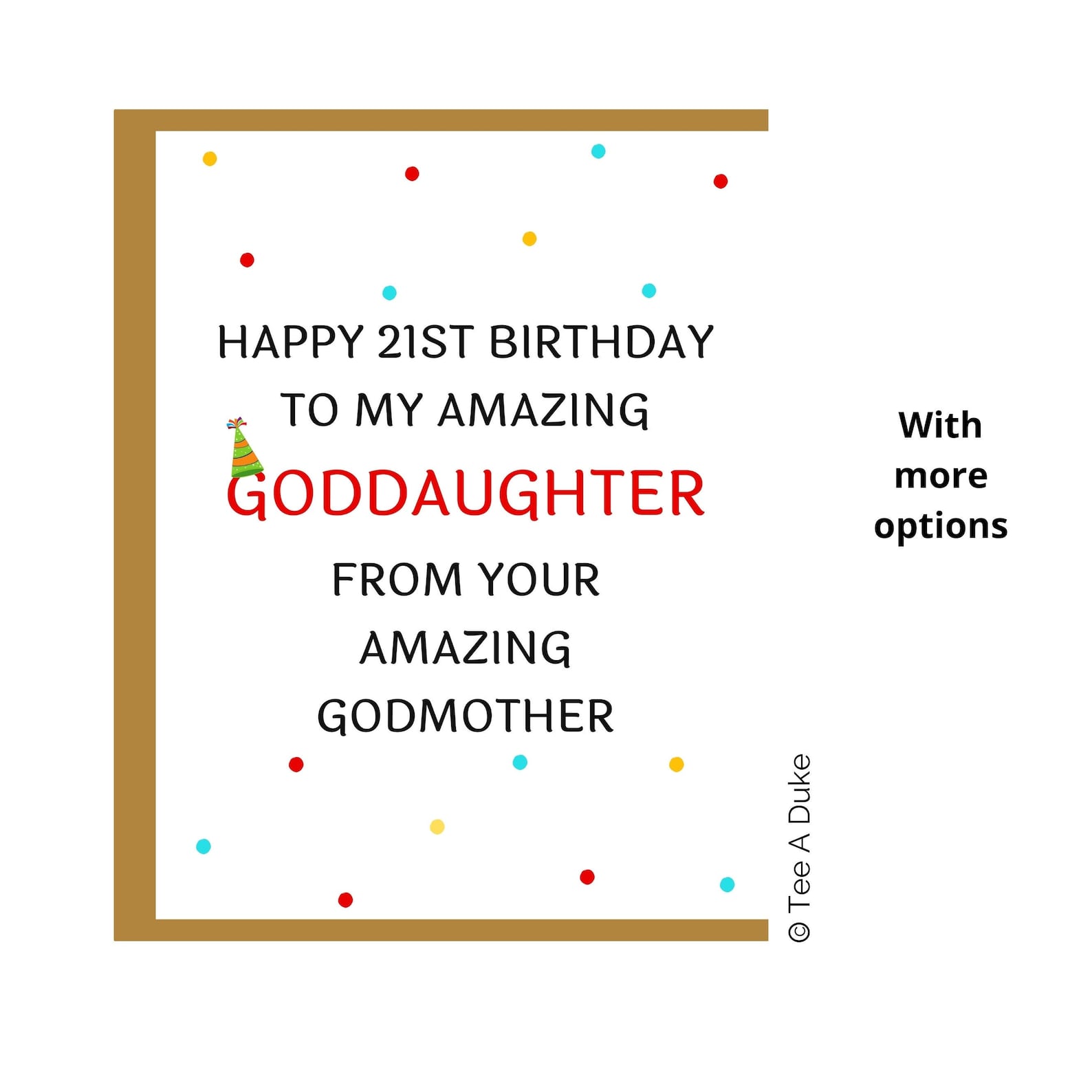 21st Birthday Card Granddaughter Daughter Niece Goddaughter Any Age 16th, 18th, 21st, 30th, 40th, Any Relationship